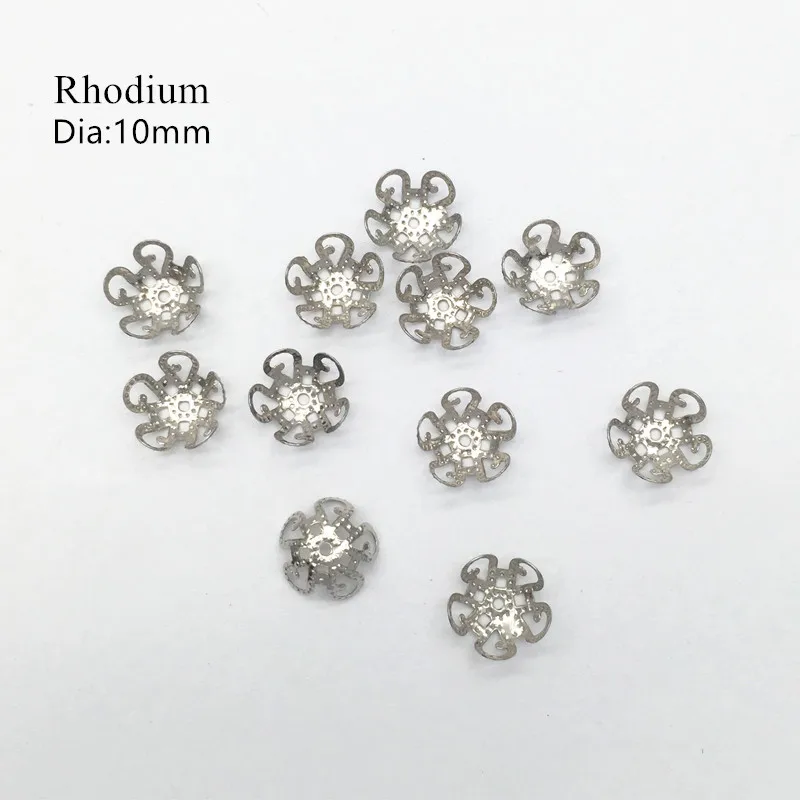 100pcs rhodium 10mm 100 шт филигранные колпачки в форме цветочных чашек для изготовления ювелирных изделий HK184 - Цвет: 100pcs rhodium 10mm