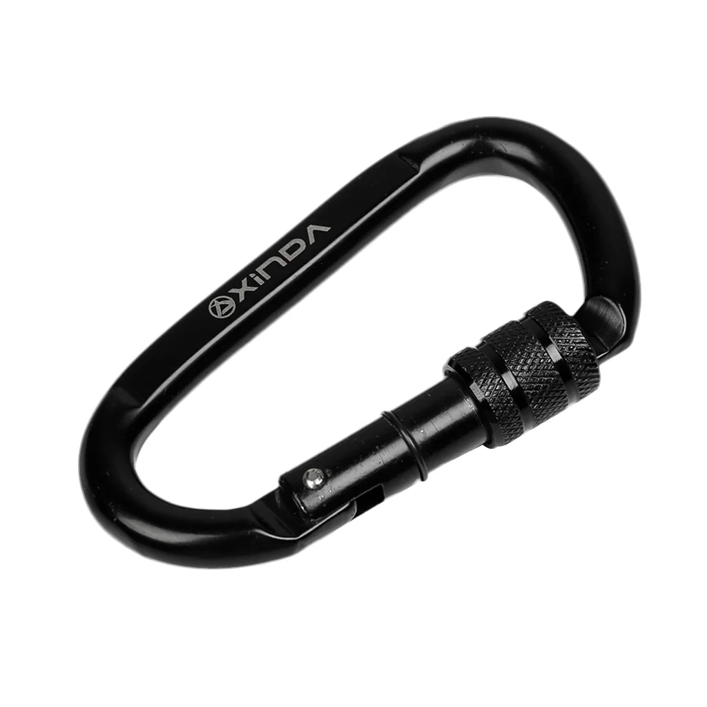 2 Pieces D Shaped Strong Durable 30KN Carbon Steel Screw Locking Carabiner Outdoor Climbing CE Approved Screw Locking Carabiner