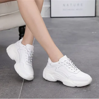 

2019 The New Listing Ladies Sneakers Casual Fashion Comfortably breathable Genuine Leather Outdoor Jogging Woman Brand