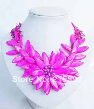 

Marvelous Pink Shell Flower Necklace Choker Necklace Romantic Wedding Bridal Necklace Wholesale Free Shipping SP013