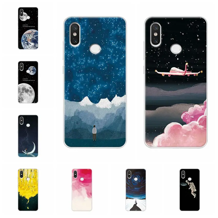 

YOUVEI Couple Phone Case For Xiomi Redmi Note 5 Pro Earth Moon Painted Soft TPU Silicon Case Cover For Xiomi Redmi Note 5 Pro
