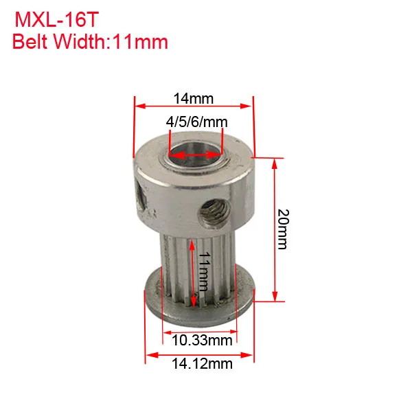LUPULLEY 2 шт. по методу 16 т ременный Шкив 11 мм ремень Ширина приводной ременный шкив Диаметр 4/5/6 мм Алюминий синхронные ременные Шкивы