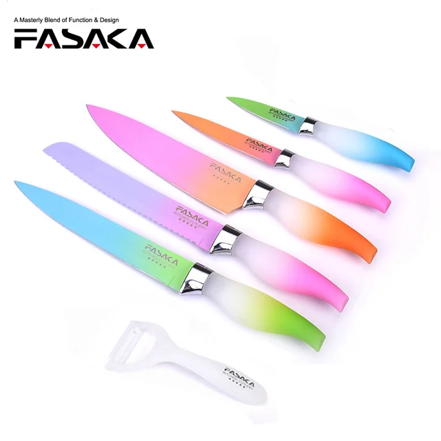 FASAKA Stainless Steel 6pcs Kitchen Knives Set Chef Knife Carving Bread