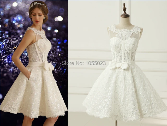 Vestidos 2017 New Arrival Tulle Cap Sleeves Back Lace Up Short White Vestidos 2017 New Arrival Tulle Cap Sleeves Back Lace Up Short White Wedding Dress Bride Reception