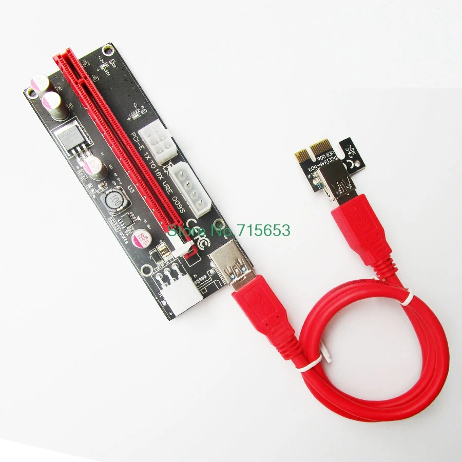 009 S PCIe Riser 1x к 16x Графика расширение для GPU добыча Powered стояка адаптера 60 см Кабель USB