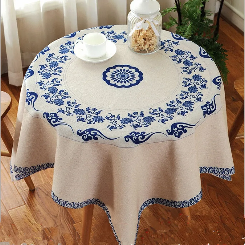 ChinaClassicElementBlueAndWhitePorcelainRoundTableClothHome