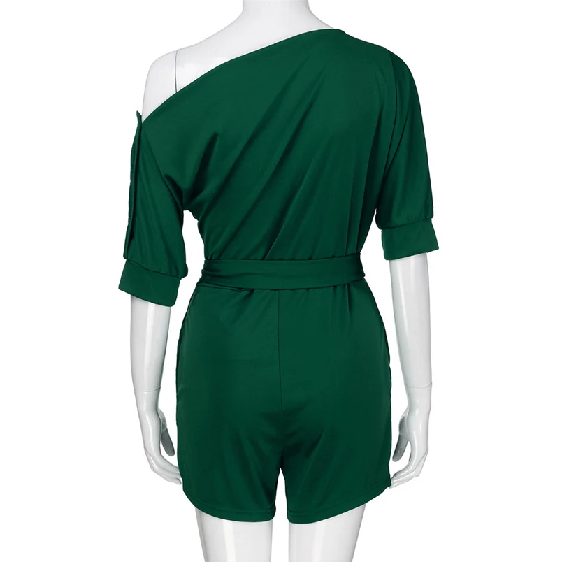 2018 Hot Sale Women's Summer Jumpsuit Sexy Off Shoulder Ruffle Short Romper Fashion Casual Party Jumpsuit  Rompers Holiday #J28 (49)
