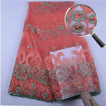 

2019 Latest French Nigerian Lace Fabric High Quality Tulle African Laces Fabric For Wedding African French Tulle Lace A1522
