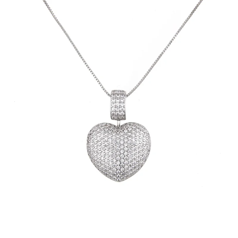SUNSLL дизайн шампанского золото и медь многоцветный кубический цирконий сердце кулон ожерелье для женщин модные классические ювелирные изделия подарки - Окраска металла: silver-white