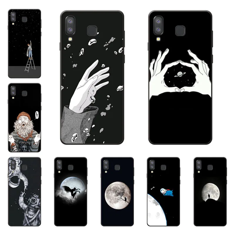 for samsung galaxy a8 star Case Silicon Black graffiti Painting Soft TPU Back Cover Phone cases |