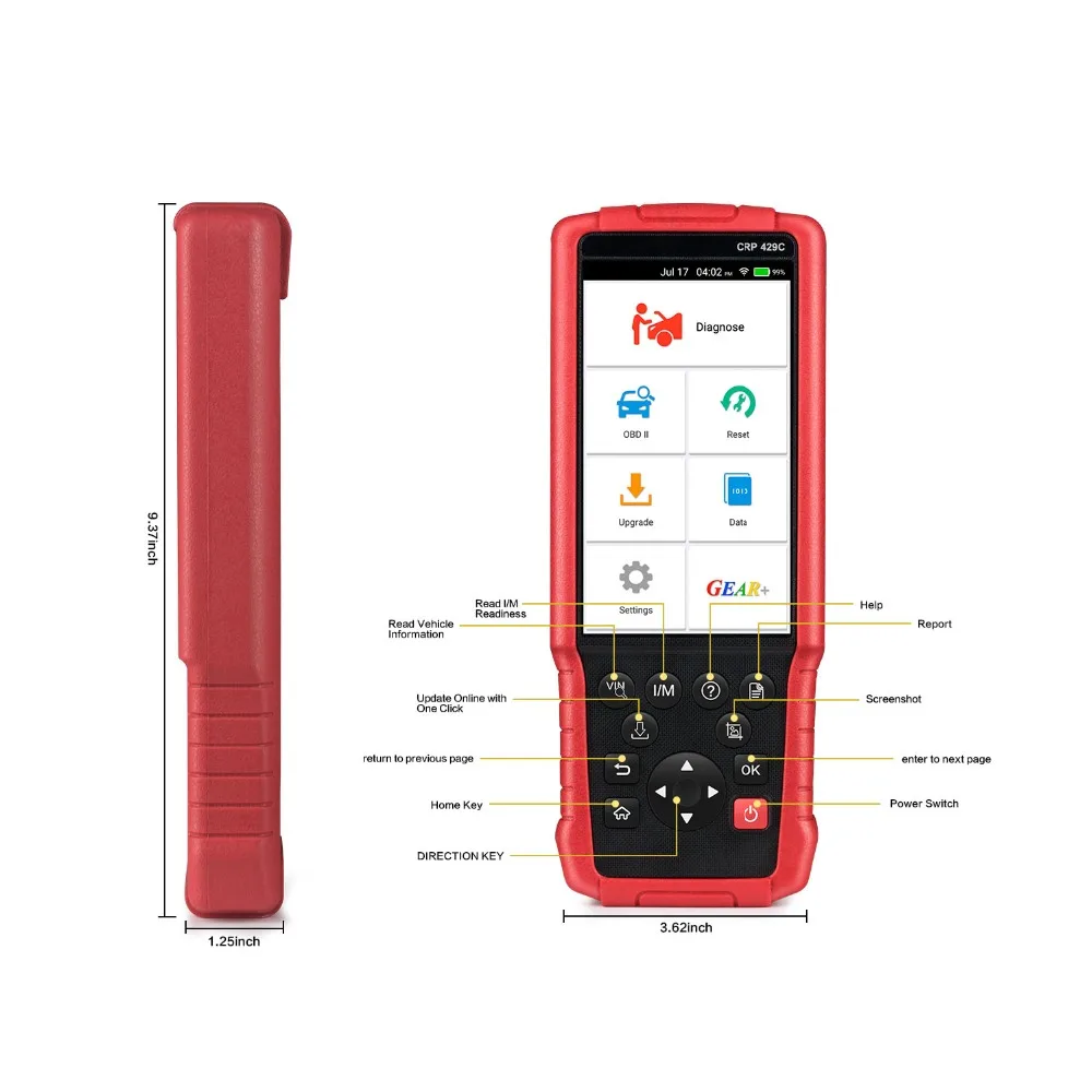 Launch CRP429C (расширенная версия crp129) 4 системы OBDI/OBDII считыватель кодов X431