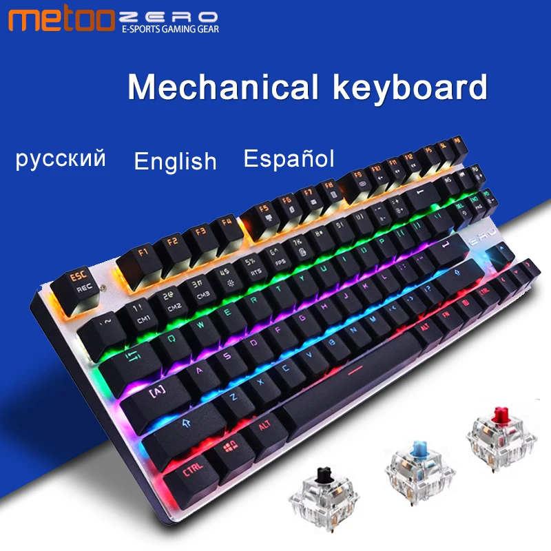 

Metoo edition gaming Mechanical Keyboard 87/104 keys Anti-ghosting Luminous blue switch Backlit Wired keyboard English/Russian