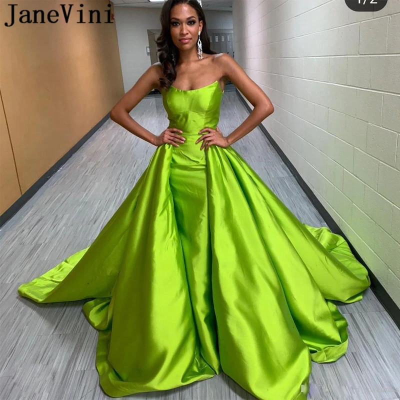 JaneVini Strapless Mermaid Avond Dresess met Afneembare Trein 2019 Arabisch Sexy Lange Prom Jurk Satijn Plus Size Formele Gowns JaneVini Strapless Mermaid Avond Dresess met Afneembare Trein 2019 Arabisch Sexy Lange Prom Jurk Satijn Plus Size Formele Gowns
