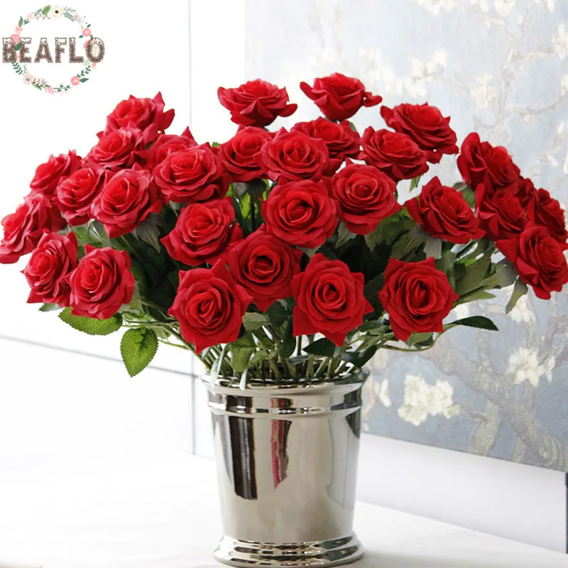 

15PCs/lot Artificial Flowers Love Rose Silk Cloth Handmade for Wedding Home Party Decorative