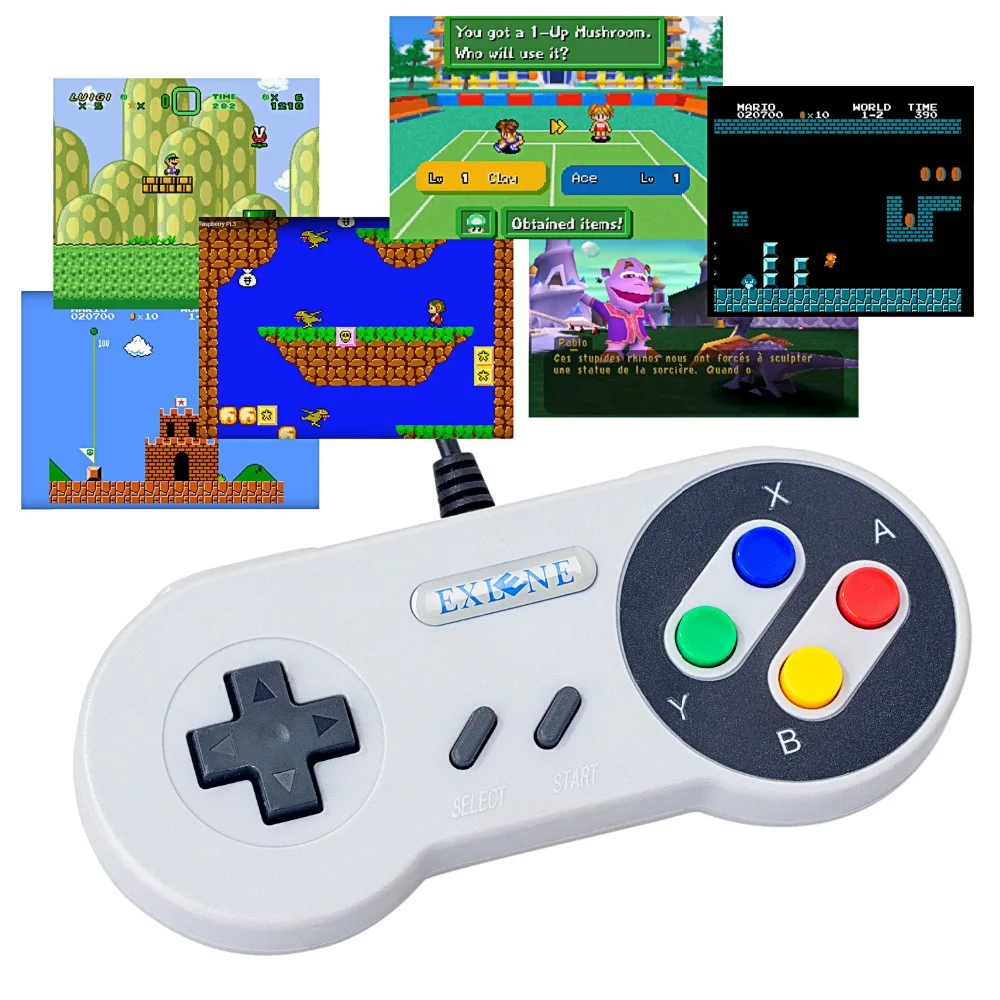 Exlene Snes USB контроллер супер классический геймпад Snes джойстик с 3 м кабелем для ПК Windows Ubuntu Raspberry Pi 3 Retropie sega