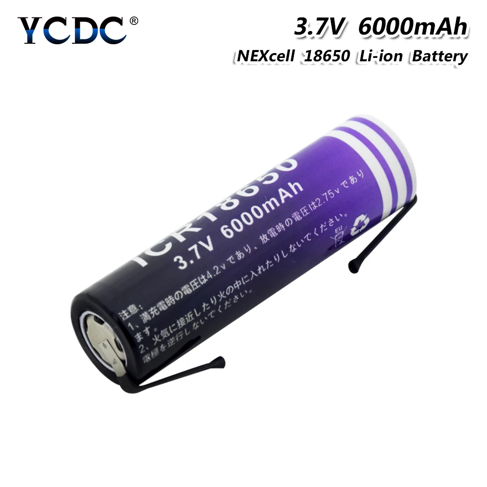 

1/2/4 Pcs Durable 3.7 V 6000mAh 18650 Lithium Li-ion Batteries With 2 Diy Cable For Laptop Aerial Model Flashlight Headlamp