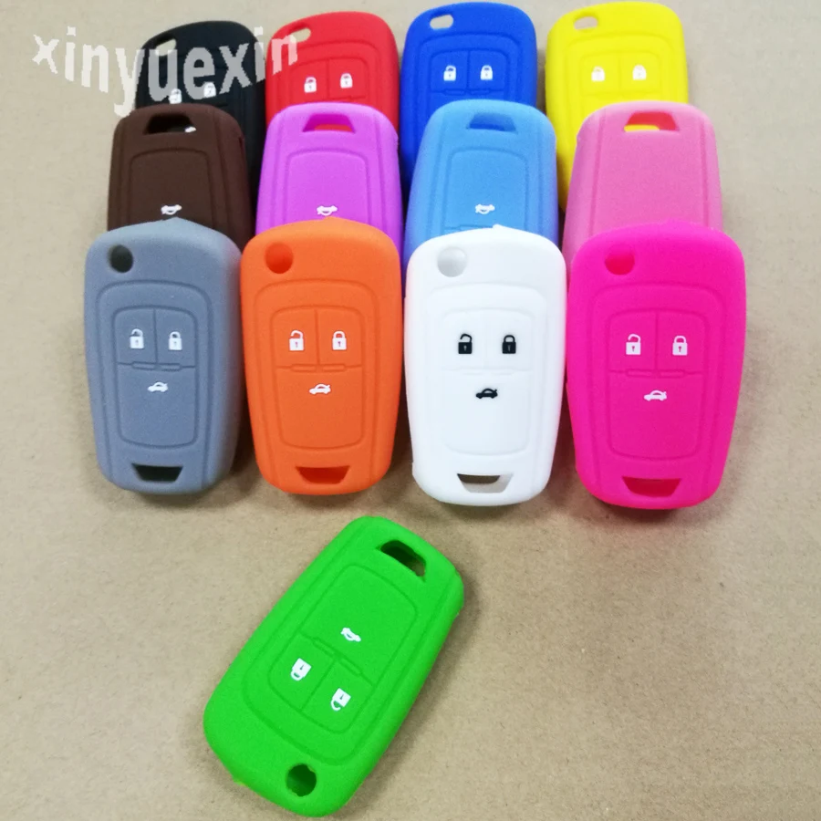 50pcs 13 color Car silicone key case cover For Chevrolet Cruze Aveo Orlando for Opel Buick flip remote 3 button | Автомобили и