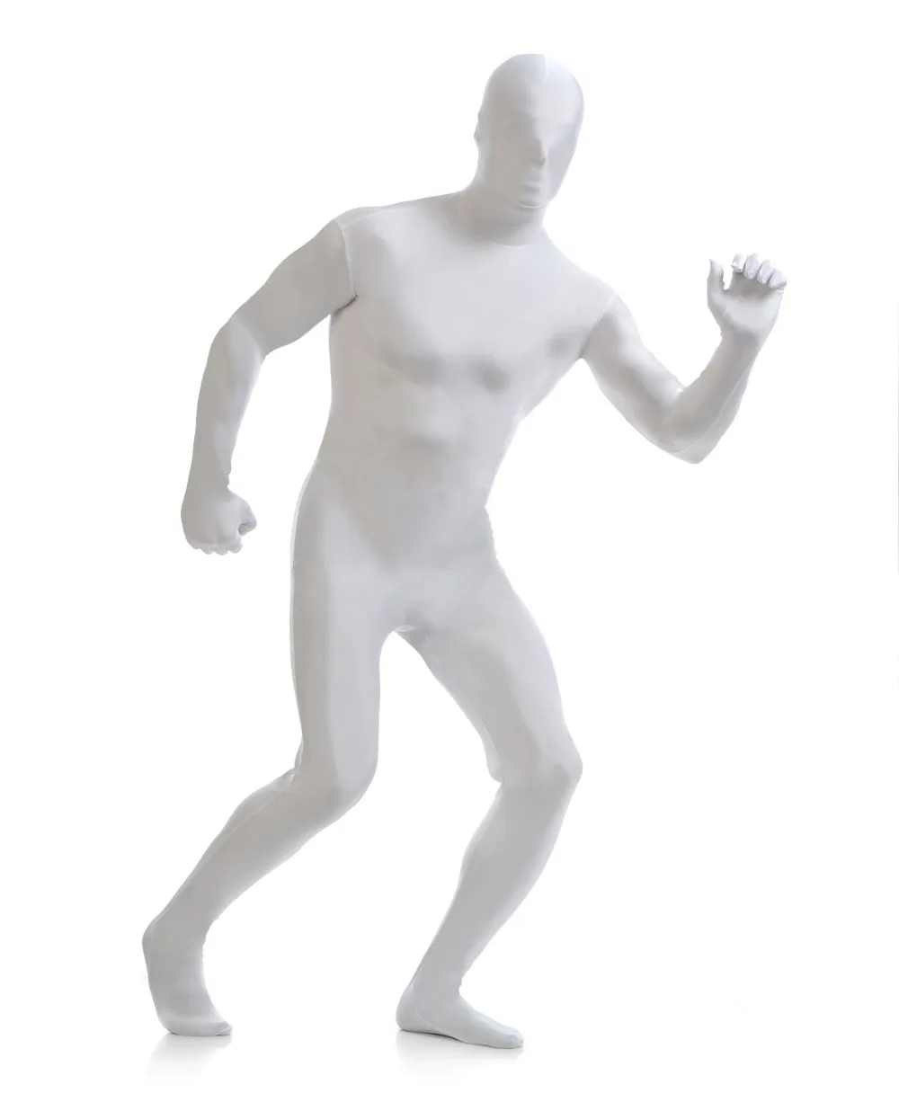 White Spandex Fullbody Zentai Suit Catsuit Freeshipping Halloween Cosplay Costume | Тематическая одежда и униформа