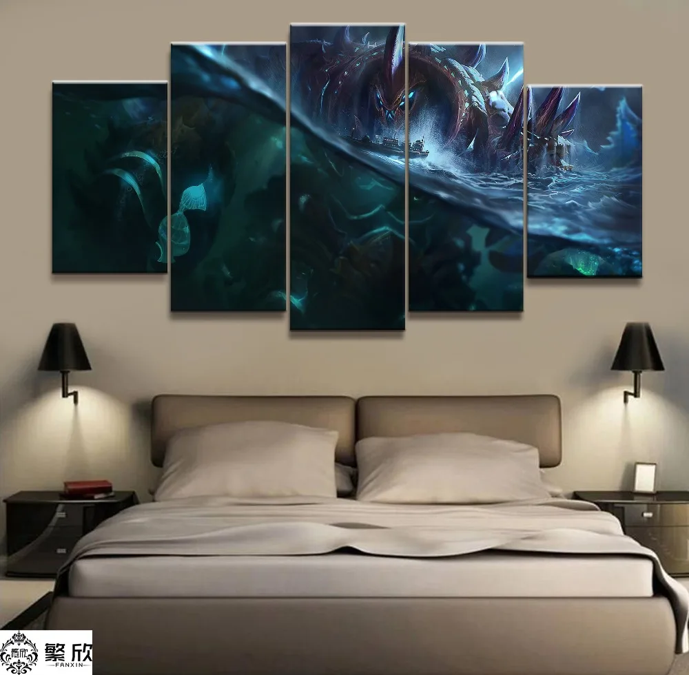 

5 Panel LOL League of Legends Urgot Game Canvas Printed Painting For Living Room Wall Art Decor HD Picture Artworks Poster