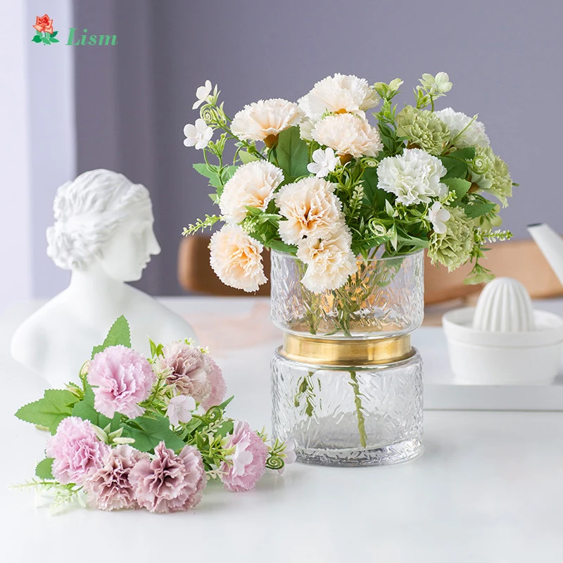 

New Artificial Flowers Carnation 5 Big Head High Quality Silk Flowers for Home Decoration Wedding Mother's Day Gift