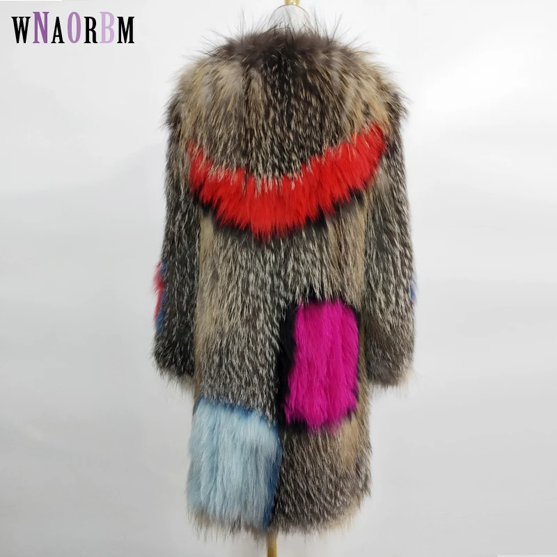 Classic style raccoon fur woven jacket stitching color true fox fur coat ladies fur coat 100% raccoon fur new women s raccoon fur coat 100% real raccoon fur jacket ladies winter warm luxury fluffy fur coat free shipping