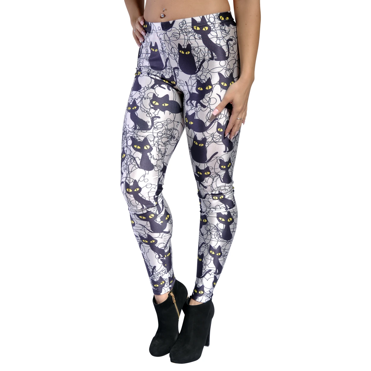 Women's Black Cat Leggings XL