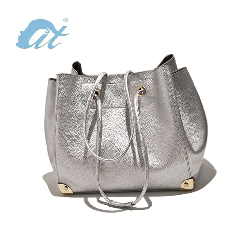 Aitbags Women Tote Handbags Golden And Silver Leather Hand Bags Shoulder Large Handbags -in ...