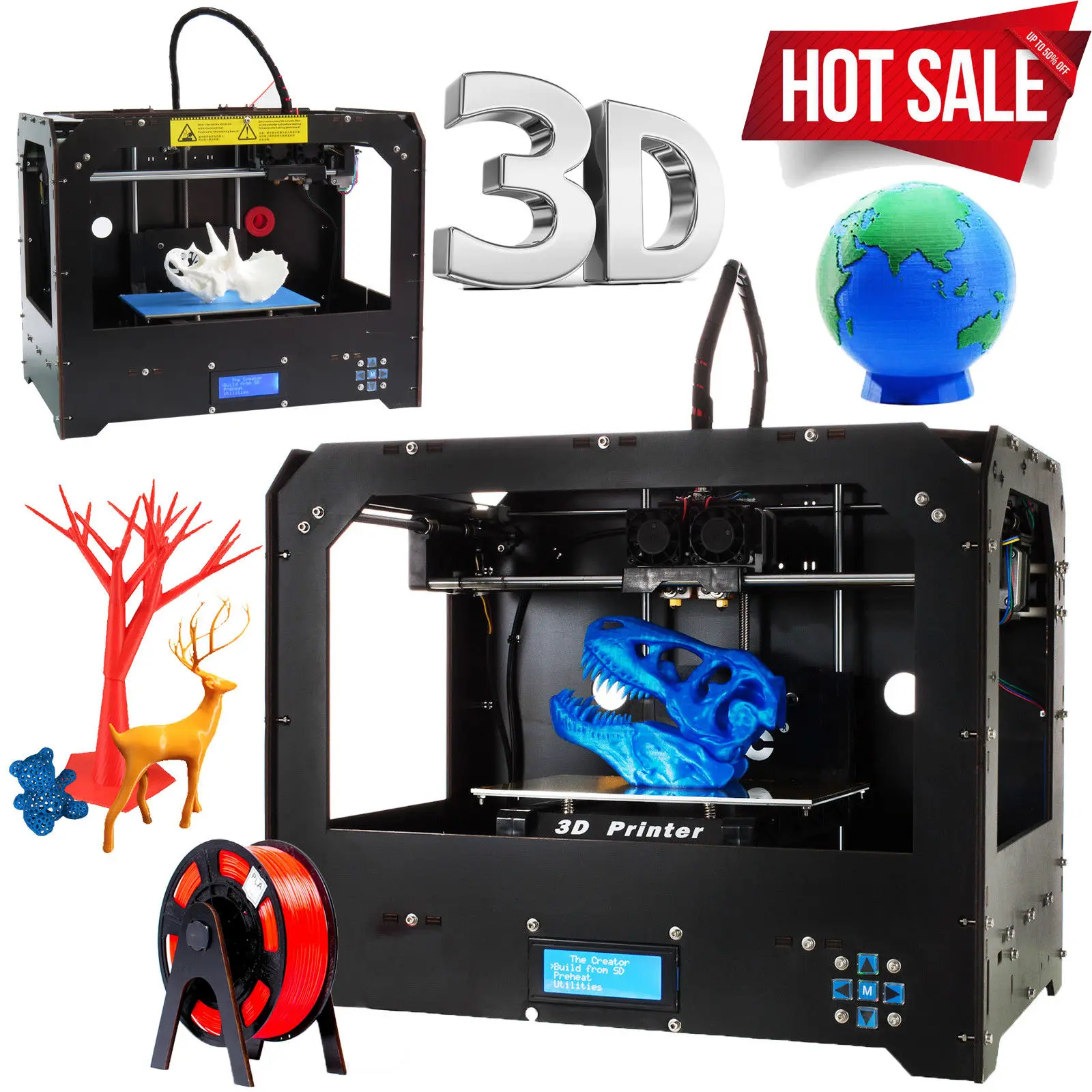 CTC FDM 3D Printer Bizer Dual Extruder & MK8 MakerBot Replicator PLA / ABS CTC FDM 3D Printer Bizer Dual Extruder & MK8 MakerBot Replicator PLA / ABS