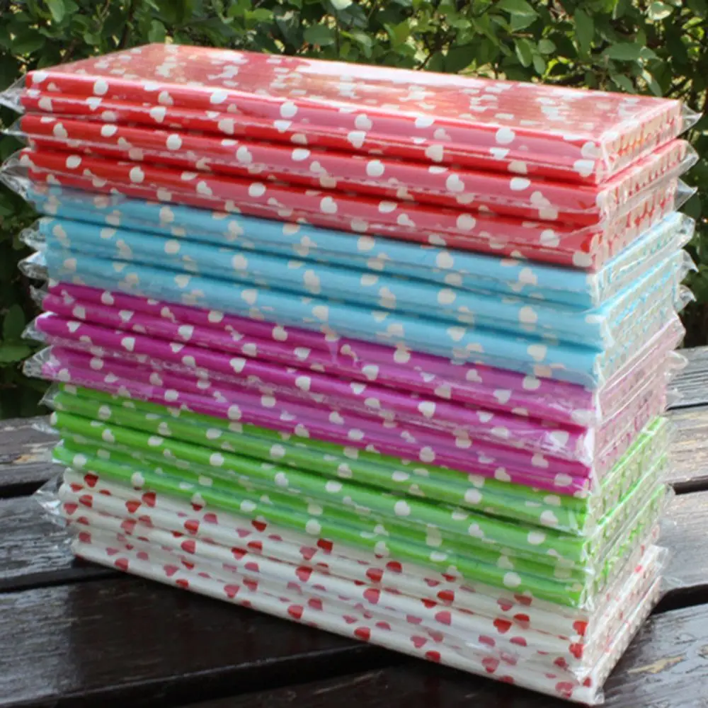 

Eco Friendly 25Pcs Heart Fun Party Drinking Paper Straws Birthday Wedding Romance 7 Colors New