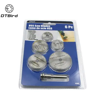 

6pcs/Set HSS Mini Circular Saw Blade Woodworking Cutting Discs Drill For Rotary Tools Dremel Metal Cutter Power Tool Mandrel Set