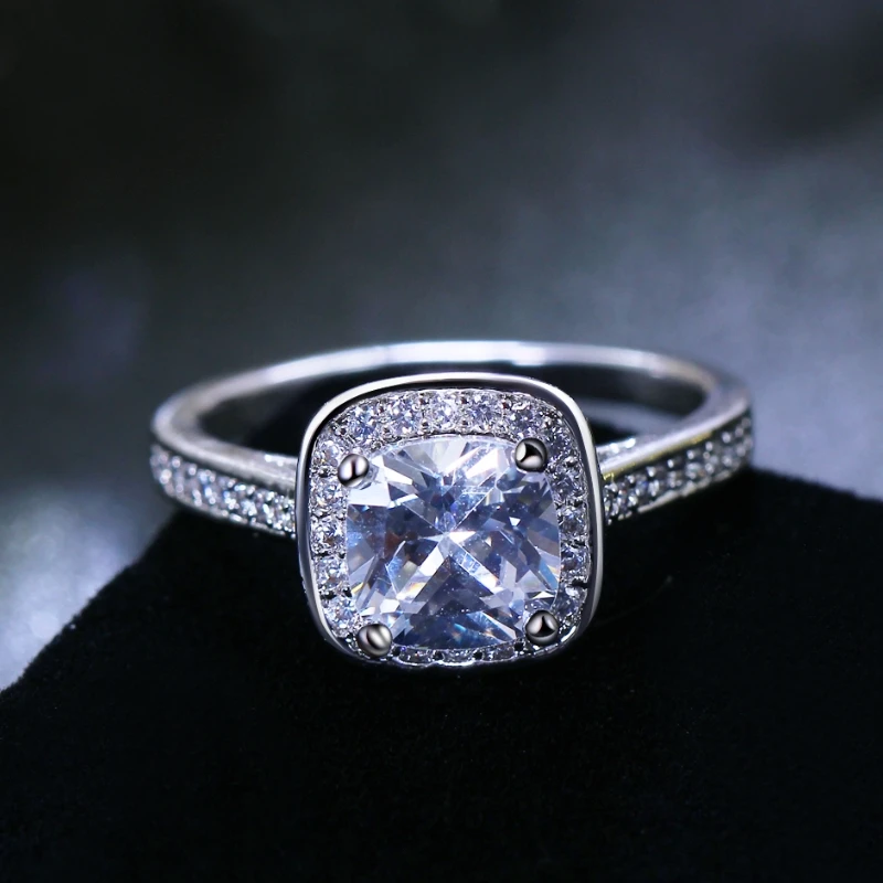 Lowest price! Classic Square Engagement Ring for Women Top AAA Quality