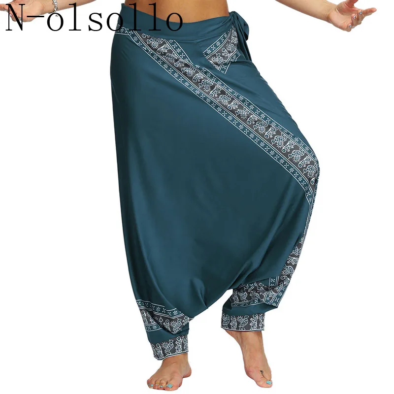 N olsollo Southeast Asia Loose Wide Leg Pants Polyester Casual Trouser