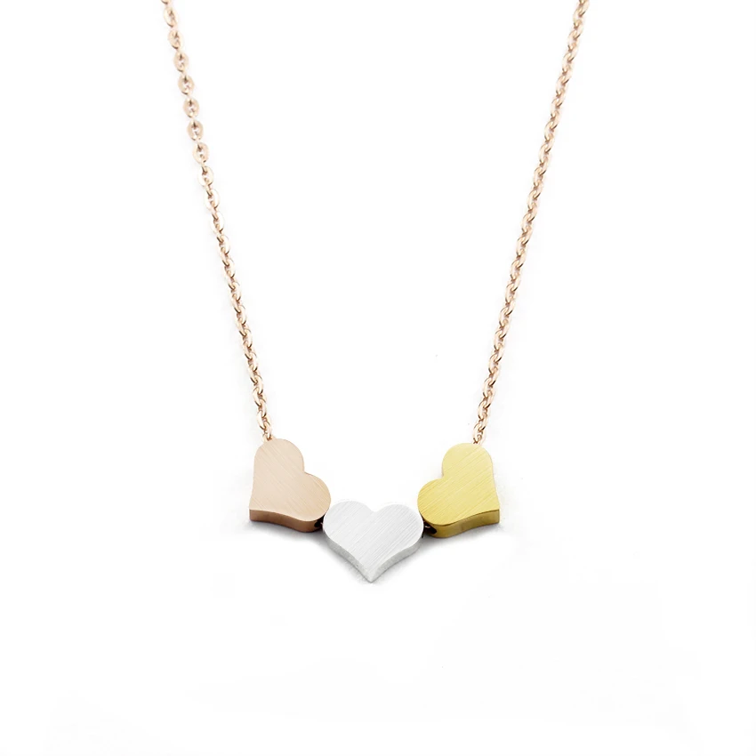 

Trendy Best Friend 3 Heart Pendant Necklace Stainless Steel Chain Geometric Circle Bar 3D Necklace Gold Filled Birthday Gifts