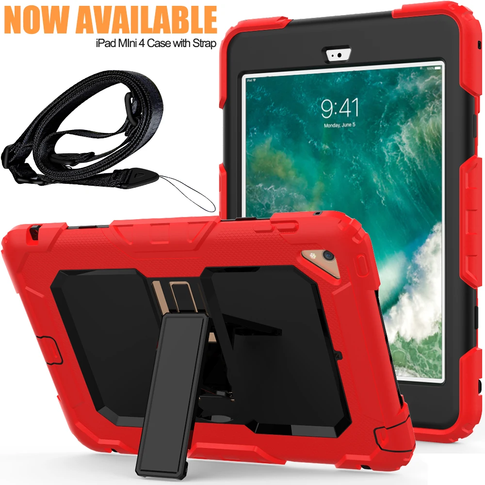 

Capa Fundas For iPad mini 1 2 3 Silicone Case Cover For iPad Mini 3 Shockproof Coque For iPad Mini 3 Armor Stand Holder Strap