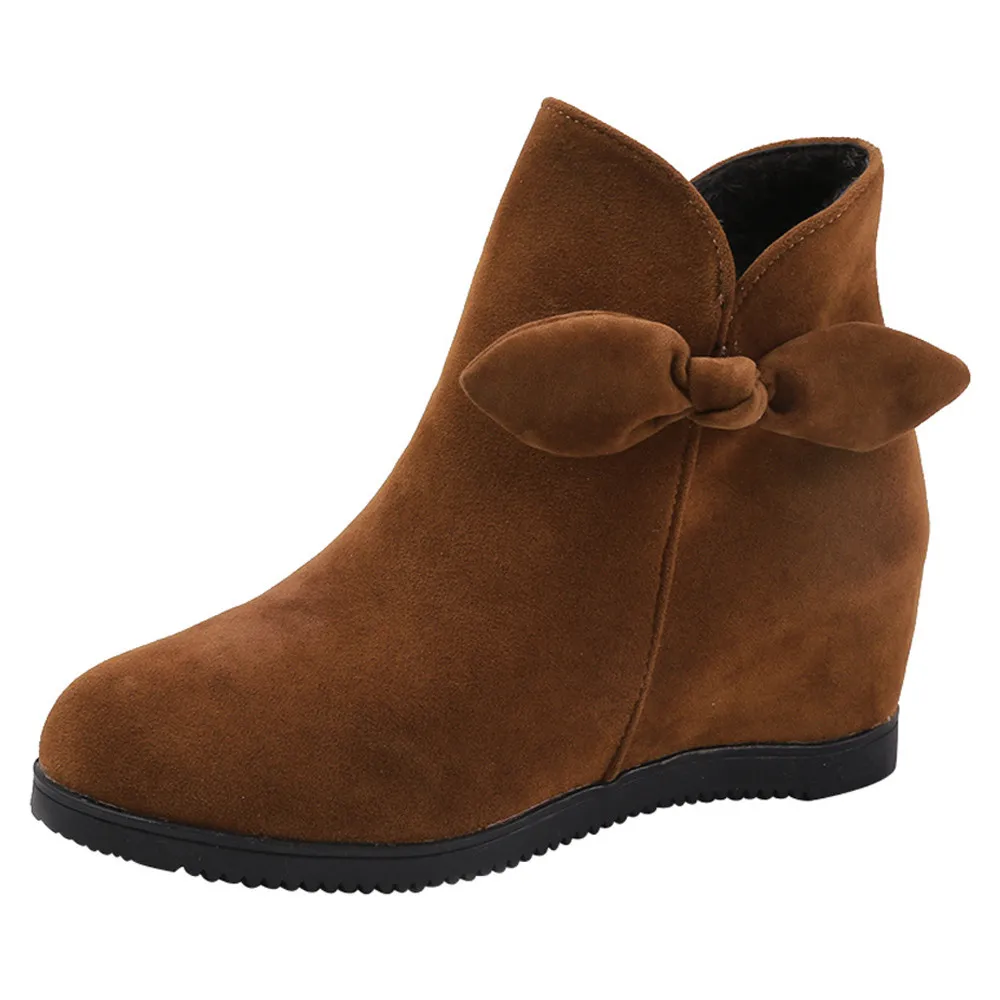 

Women Zipper Martin Boots suede Leather Wedges Platform Boots Hidden Heel Shoes High Top Casual Shoes For Woman