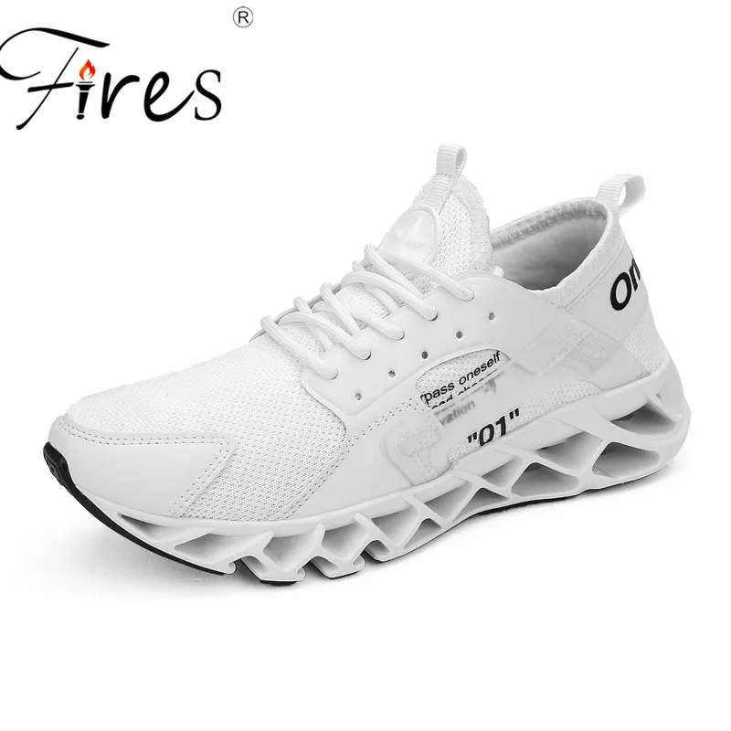 Мужская обувь для бега модные мужские кроссовки Большие размеры спортивная обувь мужская легкая сетка Зимняя мужская обувь chaussure homme Спорт - Цвет: Белый