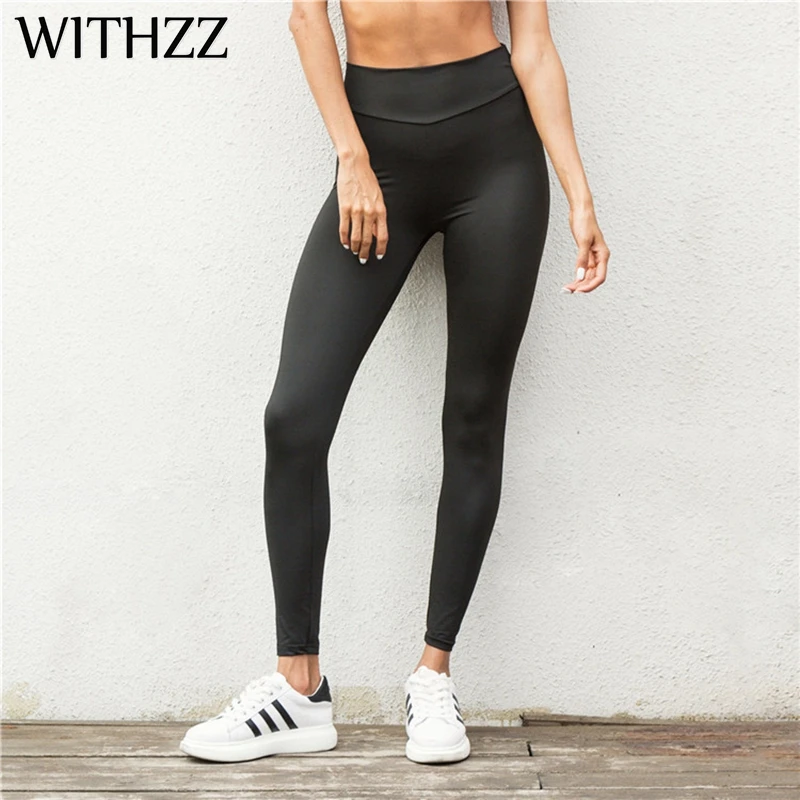 WITHZZ, однотонные, высокая талия с бантом, эластичные леггинсы, женские леггинсы, лосины для фитнеса, спортивные Леггинсы Tayt