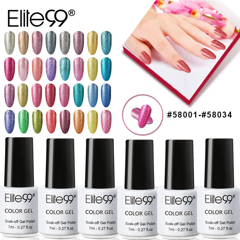 

Elite99 7ml Soak Off Platinum Nail Varnish Shimmer Glitter Nail Gel Polish Long Lasting Gel Polish Lacquer Gel-lacquer