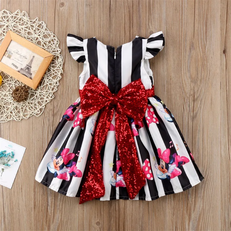 Летнее платье для девочек с изображением Минни Маус; Детские платья для девочек; праздничный подарок на день рождения; костюм принцессы; платья для маленьких девочек; одежда для детей