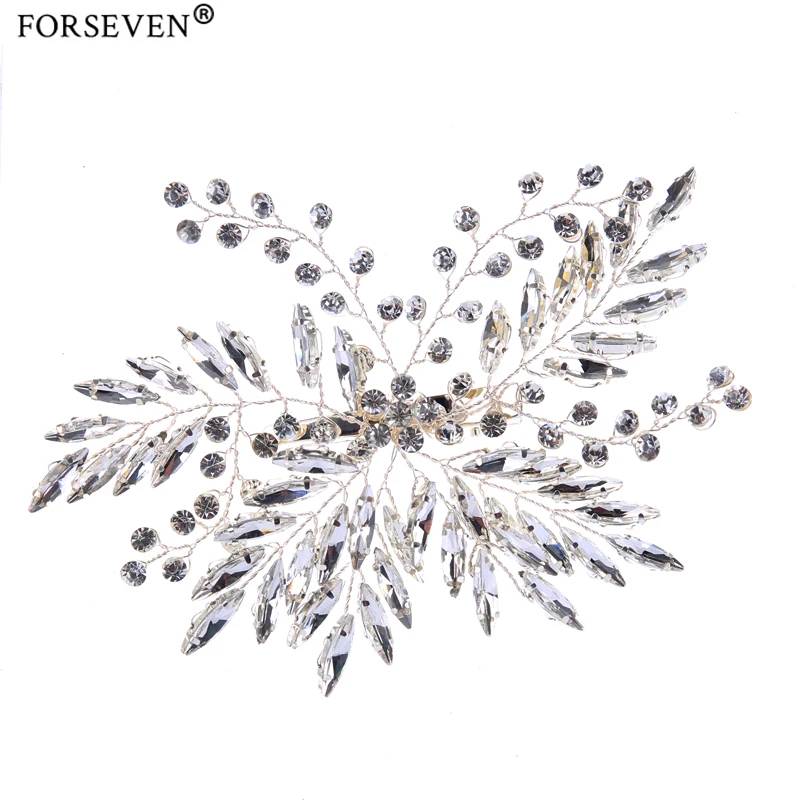 

Noble Silver Handmade Crystal Hair pins For Wedding Hair jewelry Fashion Women Rhinestone Flower tiara Bride Hair Accessories