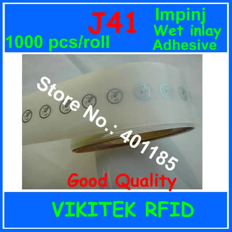 

UHF RFID sticker Impinj J41 adhesive wet inlay 1000pcs 860-960MHZ Monza4 915M EPC C1G2 ISO18000-6C passive RFID tag label