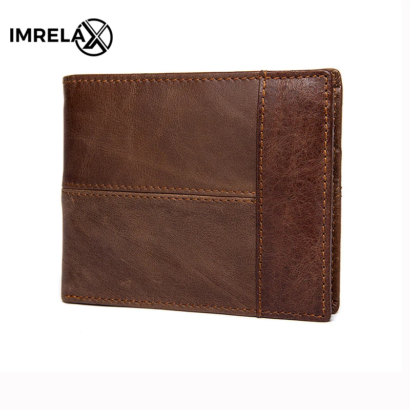 

IMRELAX Genuine Leather Men Short Wallets Fashion Man Small Purse Dollar Carteira Male Leather Wallet New Card Holder