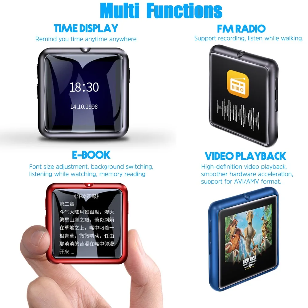 JINSERTA Touch Bluetooth MP3 Player Portable 8G HIFI Music Player with 2.5D Eye Protection Supoort FM USB TF Card Video OTG JINSERTA Touch Bluetooth MP3 Player Portable 8G HIFI Music Player with 2.5D Eye Protection Supoort FM USB TF Card Video OTG
