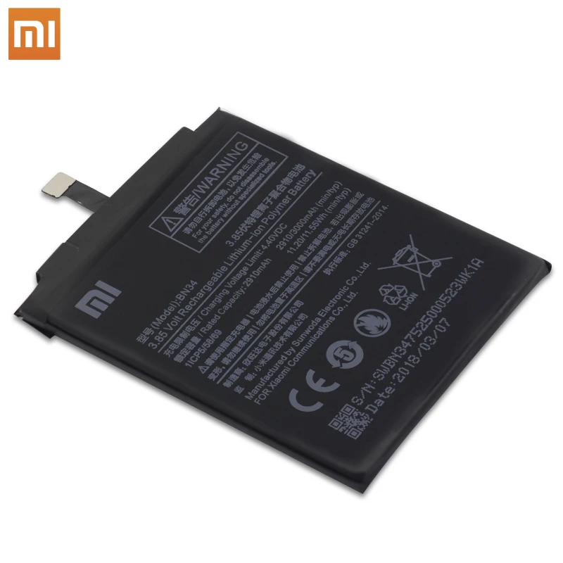 Xiao Mi Original Phone Battery BN34 for Xiaomi Redmi 5A 5.0\