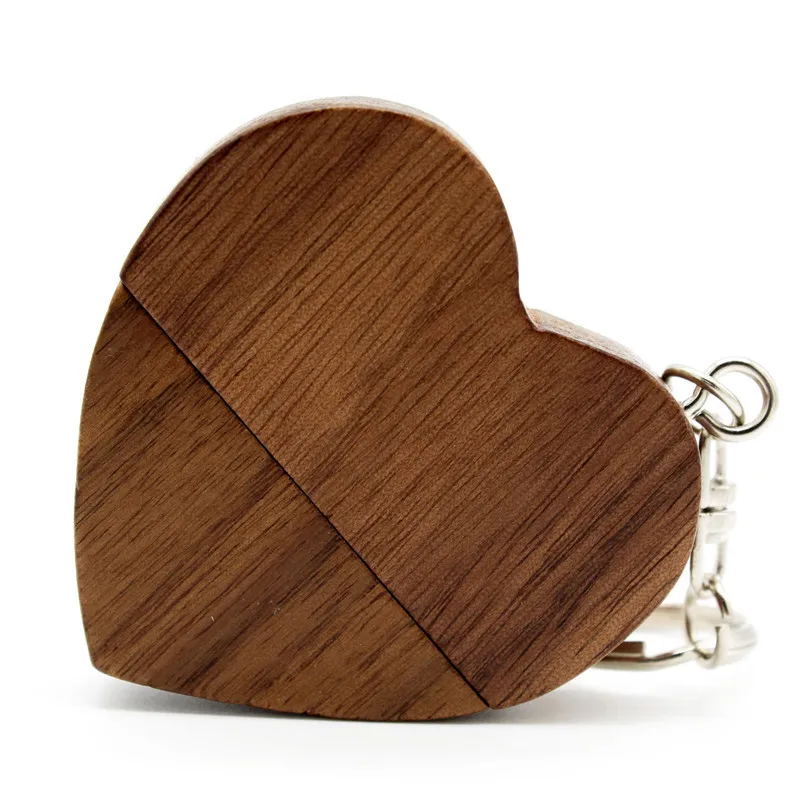 BiNFUL деревянное сердце Пользовательский логотип 64 ГБ Usb флэш-накопитель карта памяти, Флеш накопитель 8 ГБ 16 ГБ 32 ГБ логотип компании гравюра - Цвет: Walnut wood