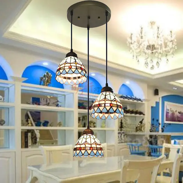 Estilo mediterráneo 3 vidrio E27 moderno colgante luces para comedor ... Estilo mediterráneo 3 vidrio E27 moderno colgante luces para comedor ...
