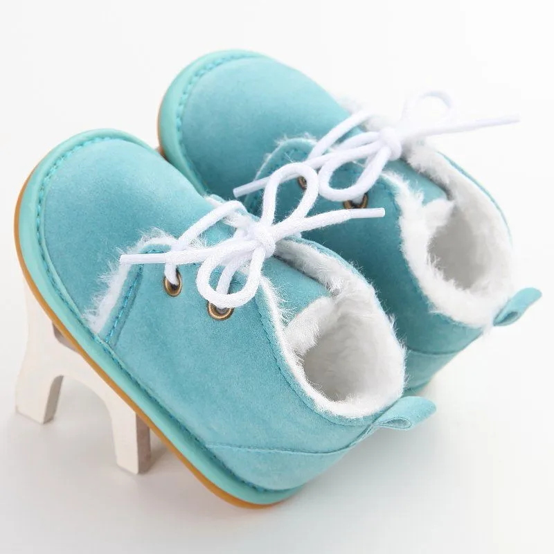 Для новорожденных мальчиков и девочек Кружево-Up Обувь Фрист Ходунки для детей детские осенние ребенка теплые зимние ботинки