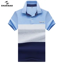 Летняя новая стильная Высококачественная хлопковая сшитая рубашка поло с отворотом и коротким рукавом, Мужская рубашка поло с вышивкой в британском стиле