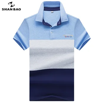 

2019 summer new style high quality cotton stitching lapel short sleeve Polo shirt British style embroidery men's Polo shirt