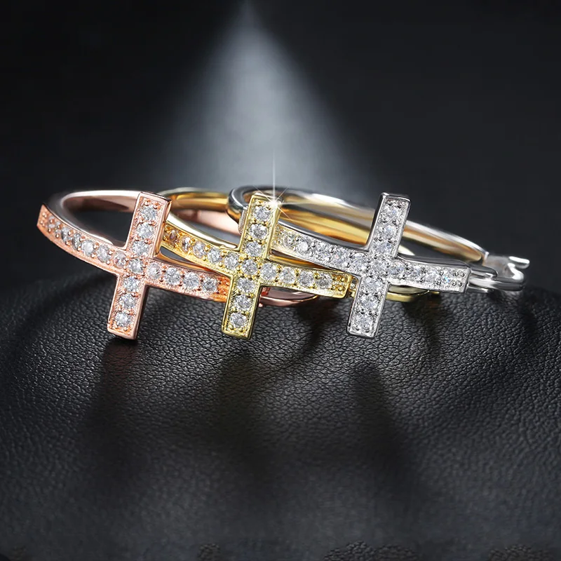 

ORSA JEWELS Silver Color Hoop Earrings for Women Large Cross Loop Paved Shiny Austrian Crystal Earring Fashion Jewelry OE142